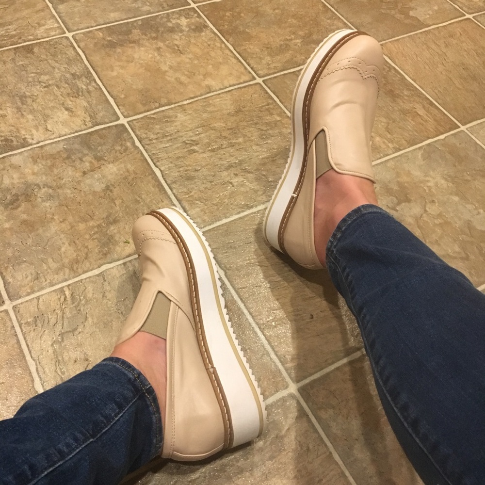 Greece made leather platform slip on loafer 38
